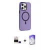 ieg™ iPhone 14 Pro Max Kılıf Kıvılcım Asil Özel Seri - Siyah Bilvis 5in1 3D Magic Cam Ekran Koruyucu + Derin Mor Bilvis Titan Kamera Lens