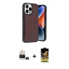 ieg™ iPhone 14 Pro Max Kılıf Kıvılcım Işık Serisi - Siyah Buffer Cam Ekran Koruyucu + Gümüş Bilvis Titan Kamera Lens