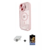 ieg™ iPhone 14 Pro Max Kılıf Kıvılcım Modern Koleksiyonu - Siyah Buffer Hayalet Cam Ekran Koruyucu + Gold Band Metal Kamera Lens