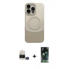 ieg™ iPhone 14 Pro Max Kılıf Kozmos Form Özel Seri - Siyah 360 Mat Full Body Arka Koruyucu + Gümüş Bilvis Titan Kamera Lens