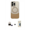 ieg™ iPhone 14 Pro Max Kılıf Kozmos Form Özel Seri - Siyah 6D Mat Seramik Hayalet Nano Ekran Koruyucu + Gümüş Bilvis Titan Kamera Lens