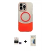 ieg™ iPhone 14 Pro Max Kılıf Kozmos Form Özel Seri - Siyah 6D Mat Seramik Hayalet Nano Ekran Koruyucu + Gümüş Bilvis Titan Kamera Lens