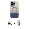 ieg™ iPhone 14 Pro Max Kılıf Kozmos Form Özel Seri - Siyah 6D Mat Seramik Hayalet Nano Ekran Koruyucu + Gümüş Bilvis Titan Kamera Lens