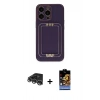 ieg™ iPhone 14 Pro Max Kılıf Kozmos Minimal Prime - Siyah Buffer Hayalet Cam Ekran Koruyucu + Gümüş Raze Metal Kamera Lens