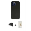 ieg™ iPhone 14 Pro Max Kılıf Kozmos Yansıma Özel Seri - Siyah Mat Seramik Nano Ekran Koruyucu + Gümüş Raze Metal Kamera Lens