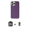 ieg™ iPhone 14 Pro Max Kılıf Kutup Doku Koleksiyonu - Siyah Joko Magic 5D Hayalet Cam + Turuncu PVD Metal Kamera Lens