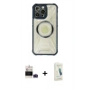 ieg™ iPhone 14 Pro Max Kılıf Kutup Modern - Şeffaf Pasifik Cam Ekran Koruyucu + Derin Mor Bilvis Titan Kamera Lens