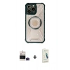 ieg™ iPhone 14 Pro Max Kılıf Kutup Modern - Şeffaf Pasifik Cam Ekran Koruyucu + Derin Mor Bilvis Titan Kamera Lens