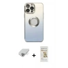 ieg™ iPhone 14 Pro Max Kılıf Kutup Yansıma Özel Seri - Siyah Mat Seramik Nano Ekran Koruyucu + Gümüş Band Metal Kamera Lens