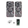 ieg™ iPhone 14 Pro Max Kılıf Nova Doku Koleksiyonu - Şeffaf 360 Full Body Arka Koruyucu + Gümüş Band Metal Kamera Lens