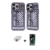 ieg™ iPhone 14 Pro Max Kılıf Nova Doku Koleksiyonu - Şeffaf 360 Full Body Arka Koruyucu + Gümüş Band Metal Kamera Lens