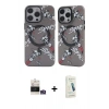 ieg™ iPhone 14 Pro Max Kılıf Nova Doku Koleksiyonu - Şeffaf Pasifik Cam Ekran Koruyucu + Gümüş Bilvis Titan Kamera Lens