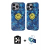 ieg™ iPhone 14 Pro Max Kılıf Nova Doku Koleksiyonu - Siyah 3D Antistatik Cam Ekran Koruyucu + Turuncu PVD Metal Kamera Lens