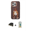 ieg™ iPhone 14 Pro Max Kılıf Nova Form Koleksiyonu - Siyah Polymer Nano Ekran Koruyucu + Gold Raze Metal Kamera Lens