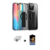 ieg™ iPhone 14 Pro Max Kılıf Nova Işık Koleksiyonu - Siyah Buffer Hayalet Cam Ekran Koruyucu + Gold Band Metal Kamera Lens