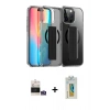 ieg™ iPhone 14 Pro Max Kılıf Nova Işık Koleksiyonu - Siyah Polymer Nano Ekran Koruyucu + Gümüş Bilvis Titan Kamera Lens
