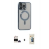 ieg™ iPhone 14 Pro Max Kılıf Nova Işık Özel Seri - Siyah 6D Mat Seramik Hayalet Nano Ekran Koruyucu + Derin Mor Bilvis Titan Kamera Lens