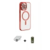 ieg™ iPhone 14 Pro Max Kılıf Nova Işık Özel Seri - Siyah Joko Magic 5D Hayalet Cam + Gümüş Band Metal Kamera Lens