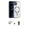 ieg™ iPhone 14 Pro Max Kılıf Nova Işık Özel Seri - Siyah Joko Magic 5D Hayalet Cam + Gümüş Band Metal Kamera Lens