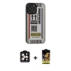 ieg™ iPhone 14 Pro Max Kılıf Odak Klasik Serisi - Siyah Buffer Cam Ekran Koruyucu + Turuncu PVD Metal Kamera Lens