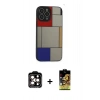 ieg™ iPhone 14 Pro Max Kılıf Odak Klasik Serisi - Siyah Buffer Cam Ekran Koruyucu + Turuncu PVD Metal Kamera Lens
