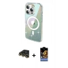 ieg™ iPhone 14 Pro Max Kılıf Odak Modern Serisi - Siyah Buffer Hayalet Cam Ekran Koruyucu + Gold Raze Metal Kamera Lens