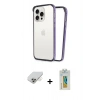 ieg™ iPhone 14 Pro Max Kılıf Pusula Asil Koleksiyonu - Siyah Polymer Nano Ekran Koruyucu + Gold Band Metal Kamera Lens
