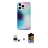 ieg™ iPhone 14 Pro Max Kılıf Pusula Form - Siyah Buffer Hayalet Cam Ekran Koruyucu + Derin Mor Bilvis Titan Kamera Lens
