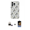ieg™ iPhone 14 Pro Max Kılıf Pusula Form - Siyah Buffer Hayalet Cam Ekran Koruyucu + Gold Bilvis Titan Kamera Lens