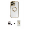 ieg™ iPhone 14 Pro Max Kılıf Pusula Form - Siyah Mat Seramik Nano Ekran Koruyucu + Derin Mor Bilvis Titan Kamera Lens