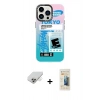 ieg™ iPhone 14 Pro Max Kılıf Siluet Çizgi Koleksiyonu - Siyah 6D Mat Seramik Hayalet Nano Ekran Koruyucu + Gold Band Metal Kamera Lens