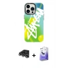 ieg™ iPhone 14 Pro Max Kılıf Siluet Çizgi Koleksiyonu - Siyah Bilvis 5in1 5D Magic Hayalet Cam Ekran Koruyucu + Gümüş Raze Metal Kamera Lens