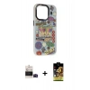 ieg™ iPhone 14 Pro Max Kılıf Siluet Çizgi Koleksiyonu - Siyah Buffer Cam Ekran Koruyucu + Siyah Bilvis Titan Kamera Lens