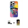 ieg™ iPhone 14 Pro Max Kılıf Siluet Çizgi Koleksiyonu - Siyah Buffer Cam Ekran Koruyucu + Siyah Bilvis Titan Kamera Lens