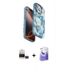 ieg™ iPhone 14 Pro Max Kılıf Siluet Doku - Siyah Bilvis 5in1 5D Magic Hayalet Cam Ekran Koruyucu + Siyah Bilvis Titan Kamera Lens
