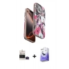 ieg™ iPhone 14 Pro Max Kılıf Siluet Doku - Siyah Bilvis 5in1 5D Magic Hayalet Cam Ekran Koruyucu + Siyah Bilvis Titan Kamera Lens