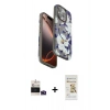 ieg™ iPhone 14 Pro Max Kılıf Siluet Doku - Siyah Mat Seramik Nano Ekran Koruyucu + Derin Mor Bilvis Titan Kamera Lens