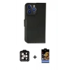 ieg™ iPhone 14 Pro Max Kılıf Siluet Işık Serisi - Siyah Buffer Hayalet Cam Ekran Koruyucu + Turuncu PVD Metal Kamera Lens