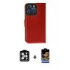 ieg™ iPhone 14 Pro Max Kılıf Siluet Işık Serisi - Siyah Buffer Hayalet Cam Ekran Koruyucu + Turuncu PVD Metal Kamera Lens