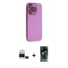 ieg™ iPhone 14 Pro Max Kılıf Siluet Minimal Özel Seri - Şeffaf 360 Full Body Arka Koruyucu + Derin Mor Bilvis Titan Kamera Lens