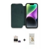 ieg™ iPhone 14 Pro Max Kılıf Siluet Minimal Serisi - Siyah Mat Seramik Nano Ekran Koruyucu + Gümüş Bilvis Titan Kamera Lens
