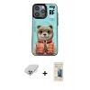 ieg™ iPhone 14 Pro Max Kılıf Siluet Modern Özel Seri - Siyah 6D Mat Seramik Hayalet Nano Ekran Koruyucu + Gümüş Band Metal Kamera Lens