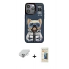ieg™ iPhone 14 Pro Max Kılıf Siluet Modern Özel Seri - Siyah 6D Mat Seramik Hayalet Nano Ekran Koruyucu + Gümüş Band Metal Kamera Lens