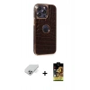 ieg™ iPhone 14 Pro Max Kılıf Ufuk Form Prime - Siyah Buffer Cam Ekran Koruyucu + Gümüş Band Metal Kamera Lens