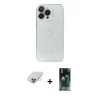 ieg™ iPhone 14 Pro Max Kılıf Ufuk Minimal Özel Seri - Şeffaf 360 Full Body Arka Koruyucu + Gold Band Metal Kamera Lens