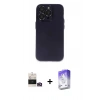 ieg™ iPhone 14 Pro Max Kılıf Ufuk Minimal Özel Seri - Siyah Bilvis 5in1 3D Magic Cam Ekran Koruyucu + Gold Bilvis Titan Kamera Lens