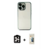 ieg™ iPhone 14 Pro Max Kılıf Vadi Minimal - Siyah 6D Mat Seramik Hayalet Nano Ekran Koruyucu + Turuncu PVD Metal Kamera Lens