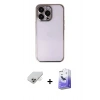 ieg™ iPhone 14 Pro Max Kılıf Vadi Minimal - Siyah Bilvis 5in1 5D Magic Hayalet Cam Ekran Koruyucu + Gold Band Metal Kamera Lens
