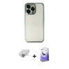 ieg™ iPhone 14 Pro Max Kılıf Vadi Minimal - Siyah Bilvis 5in1 5D Magic Hayalet Cam Ekran Koruyucu + Gold Band Metal Kamera Lens
