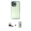ieg™ iPhone 14 Pro Max Kılıf Vadi Minimal - Siyah Polymer Nano Ekran Koruyucu + Gold Bilvis Titan Kamera Lens